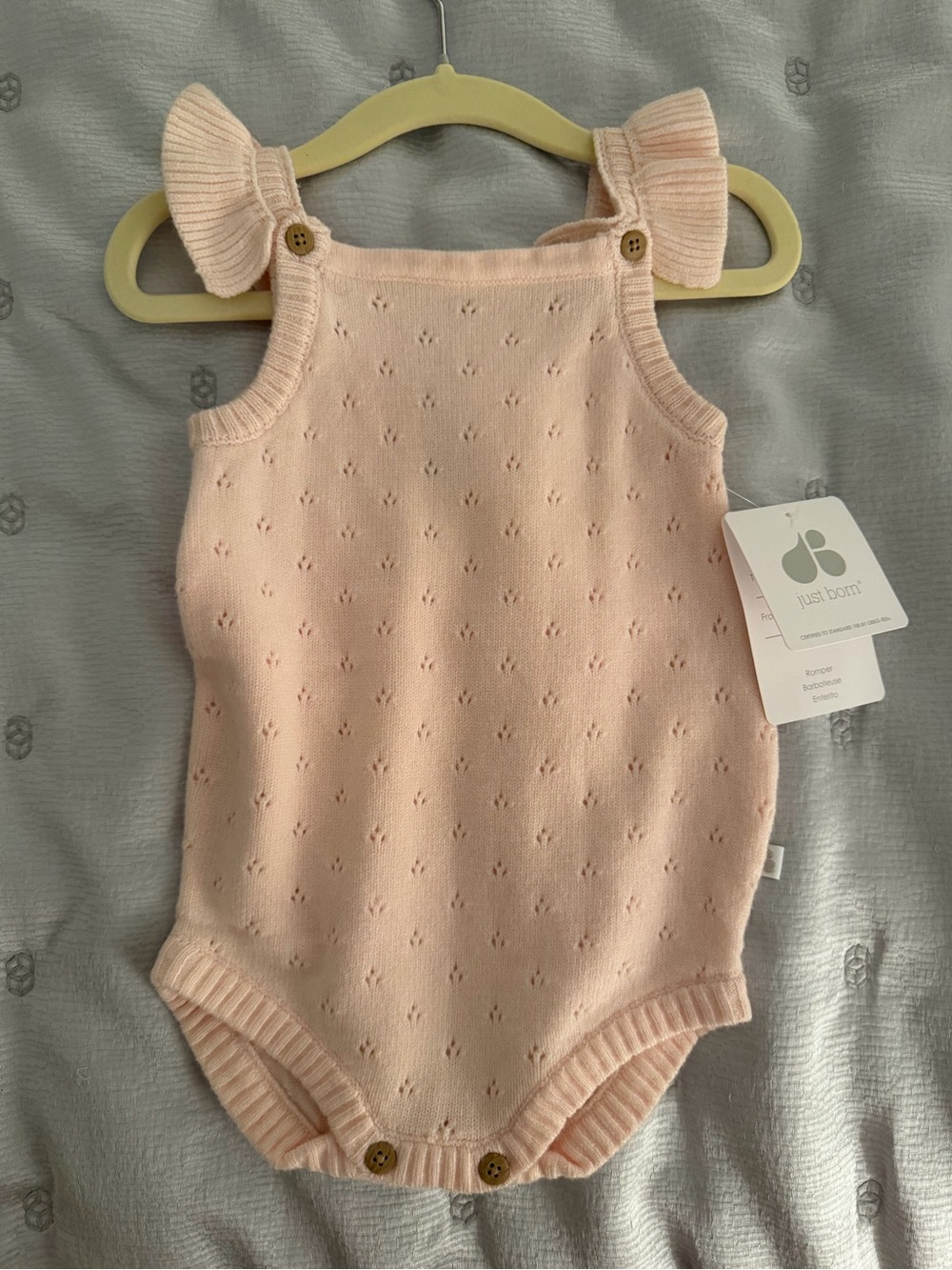 Just Born Baby Girls Pink Knit Romper